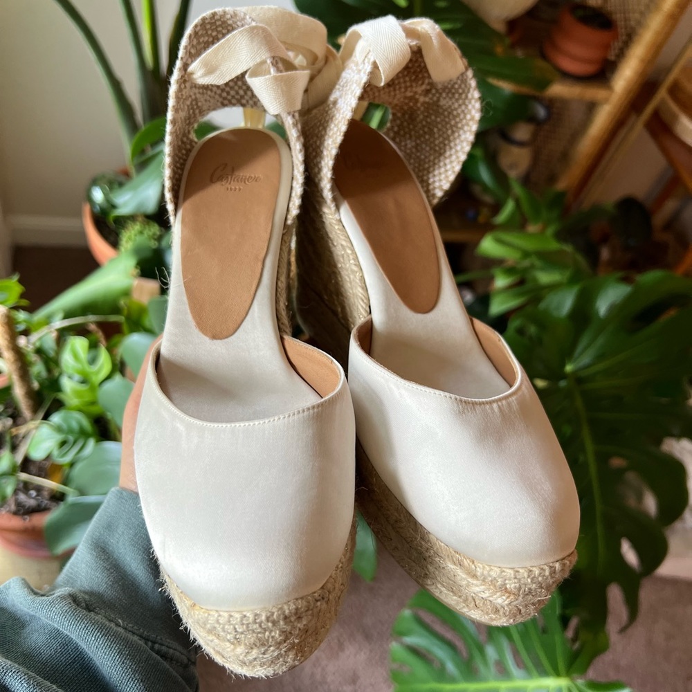 Castañer Satin Espadrille Platform Wedges
